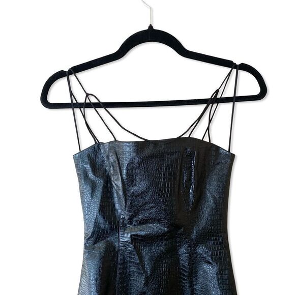 NWT Misha Revolve Dress Tiffany Black faux leather mini sheath Sz 2 - Picture 5 of 12